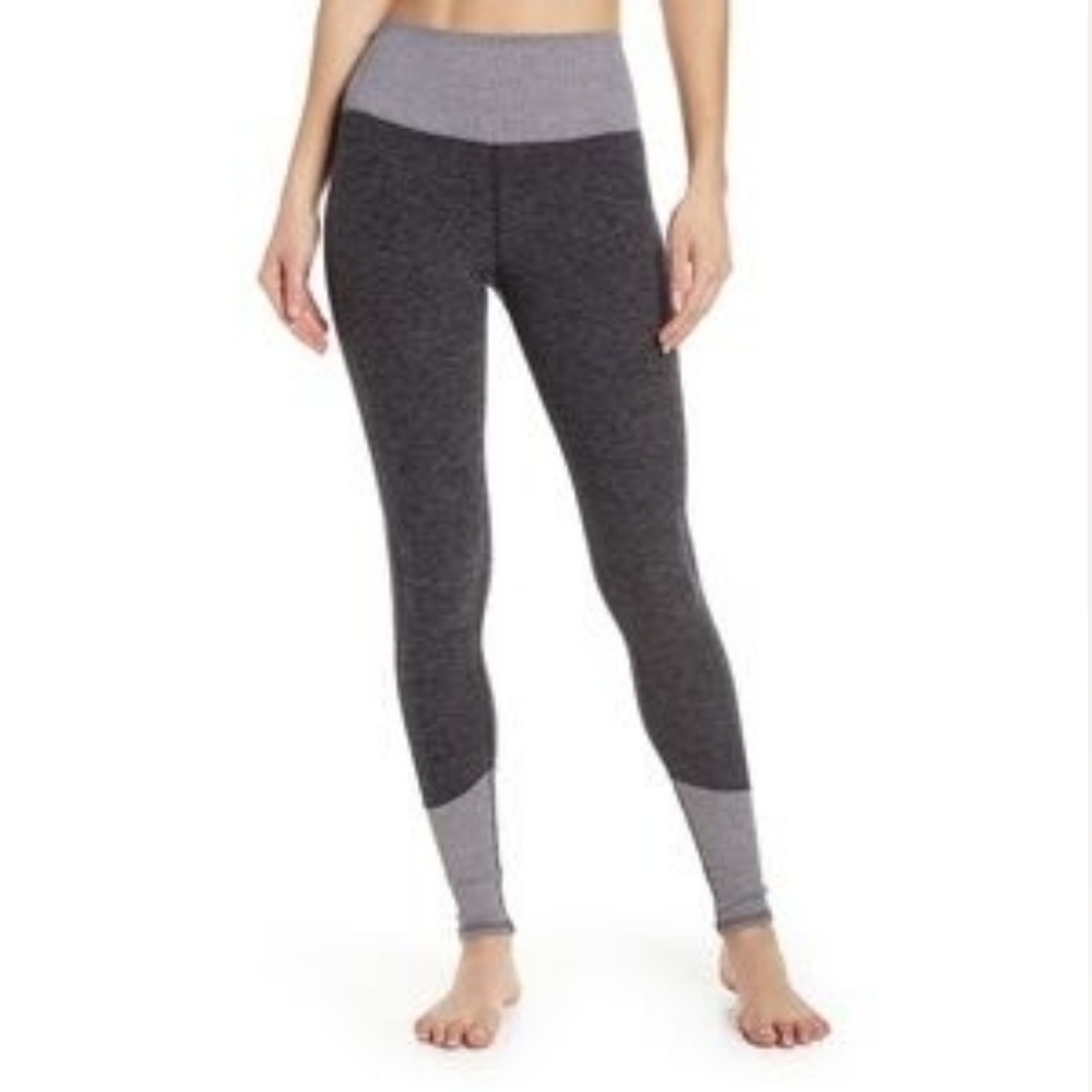 ALO YOGA High-waist Alosoft Colorblock Lounge Leggings Gray Small